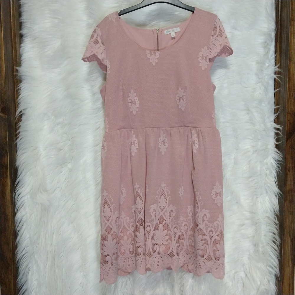 LOVE FIRE pastel pink floral detailed dress